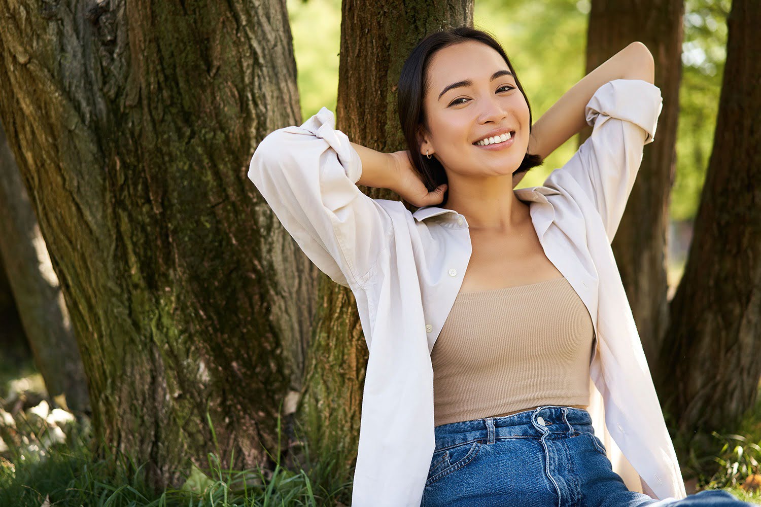 woman smiling happy about overcoming panic attacks